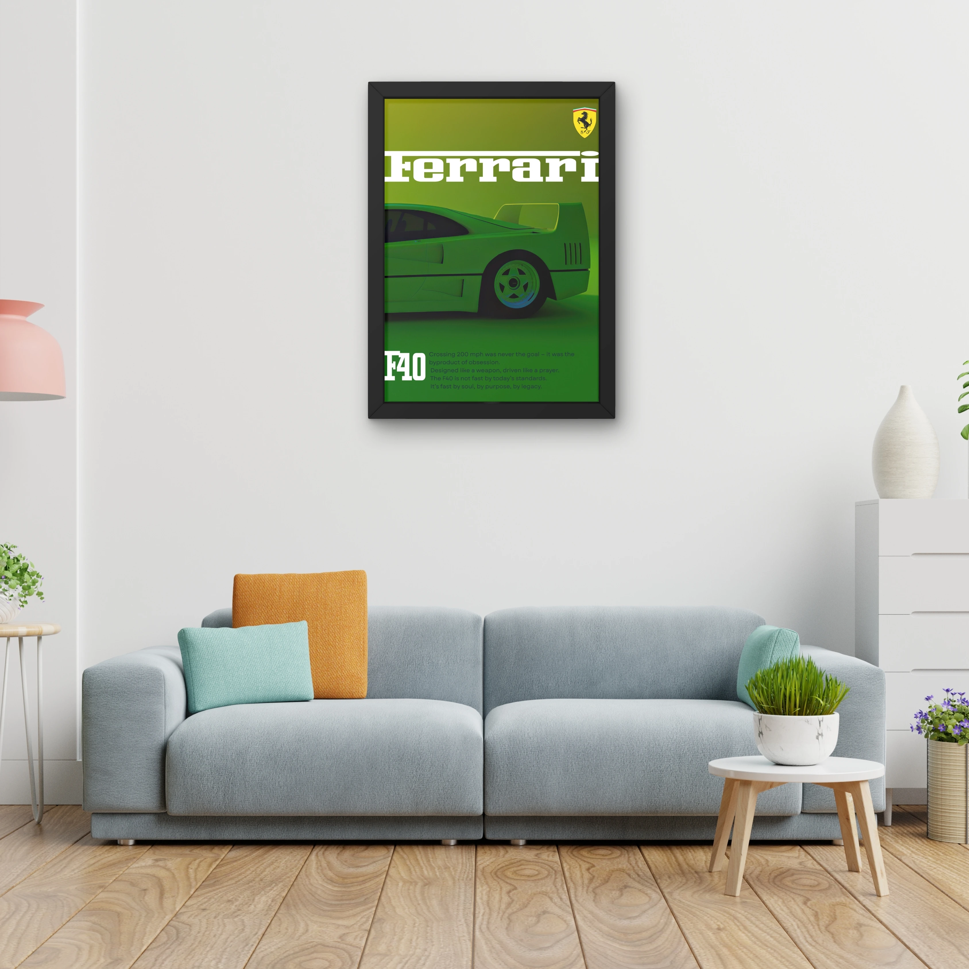 VK Craft Creations Car Framed Poster, Cars Theme, Digital Reprint, 12 x 9 inch, Gift for Boys Room, Pack of 1 (Style 13)