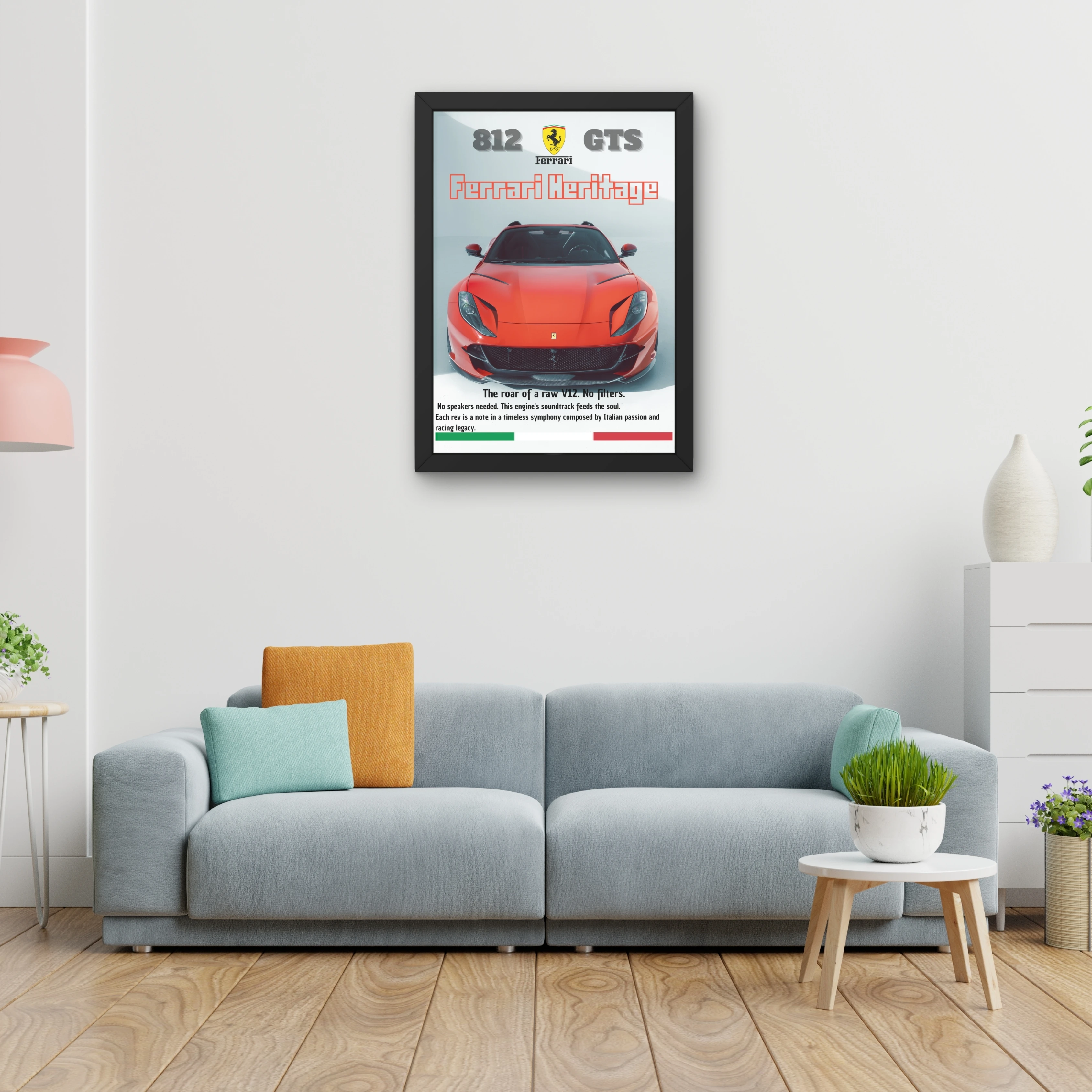 VK Craft Creations Car Framed Poster, Cars Theme, Digital Reprint, 12 x 9 inch, Gift for Boys Room, Pack of 1 (Style 15)