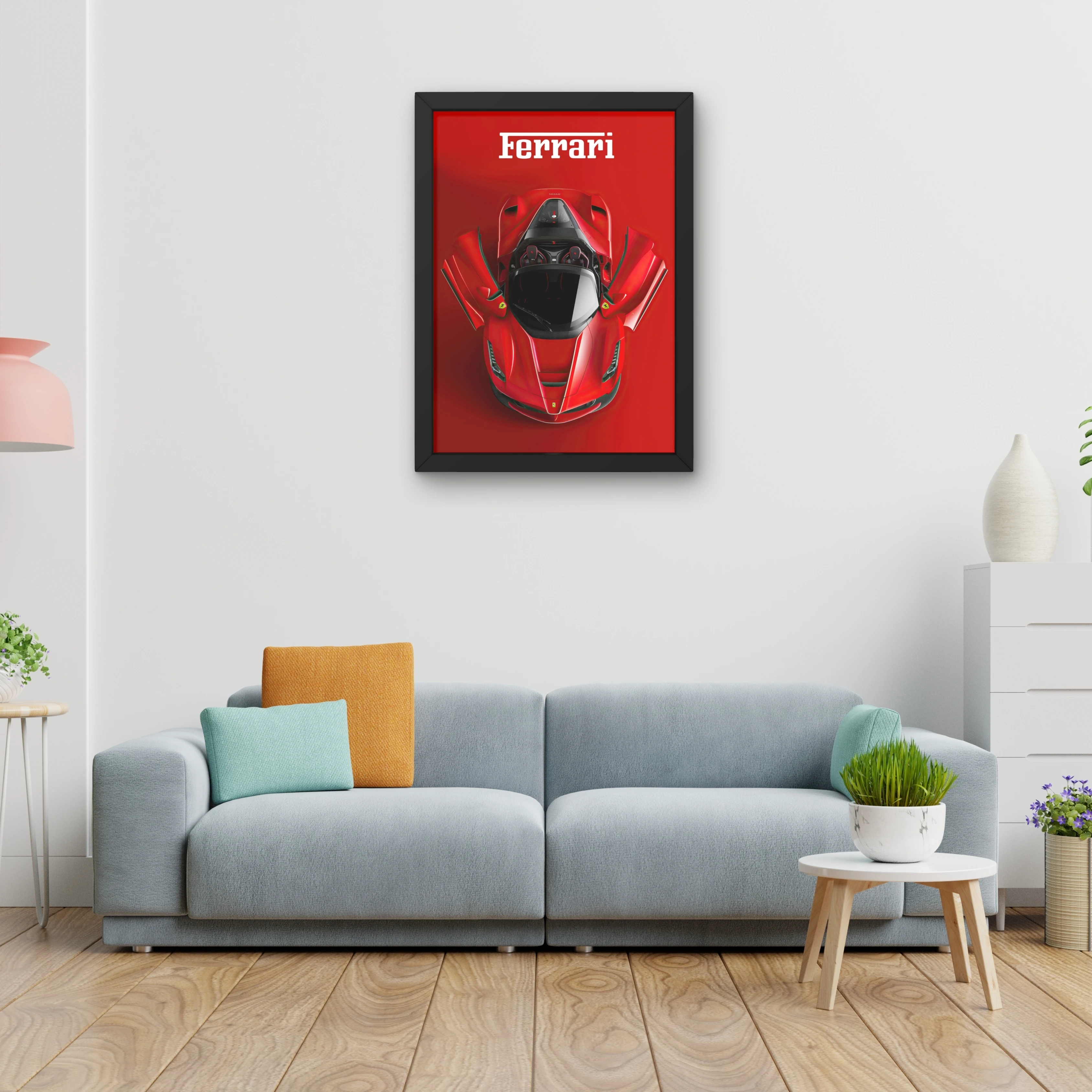 VK Craft Creations Car Framed Poster, Cars Theme, Digital Reprint, 12 x 9 inch, Gift for Boys Room, Pack of 1 (Style 18)