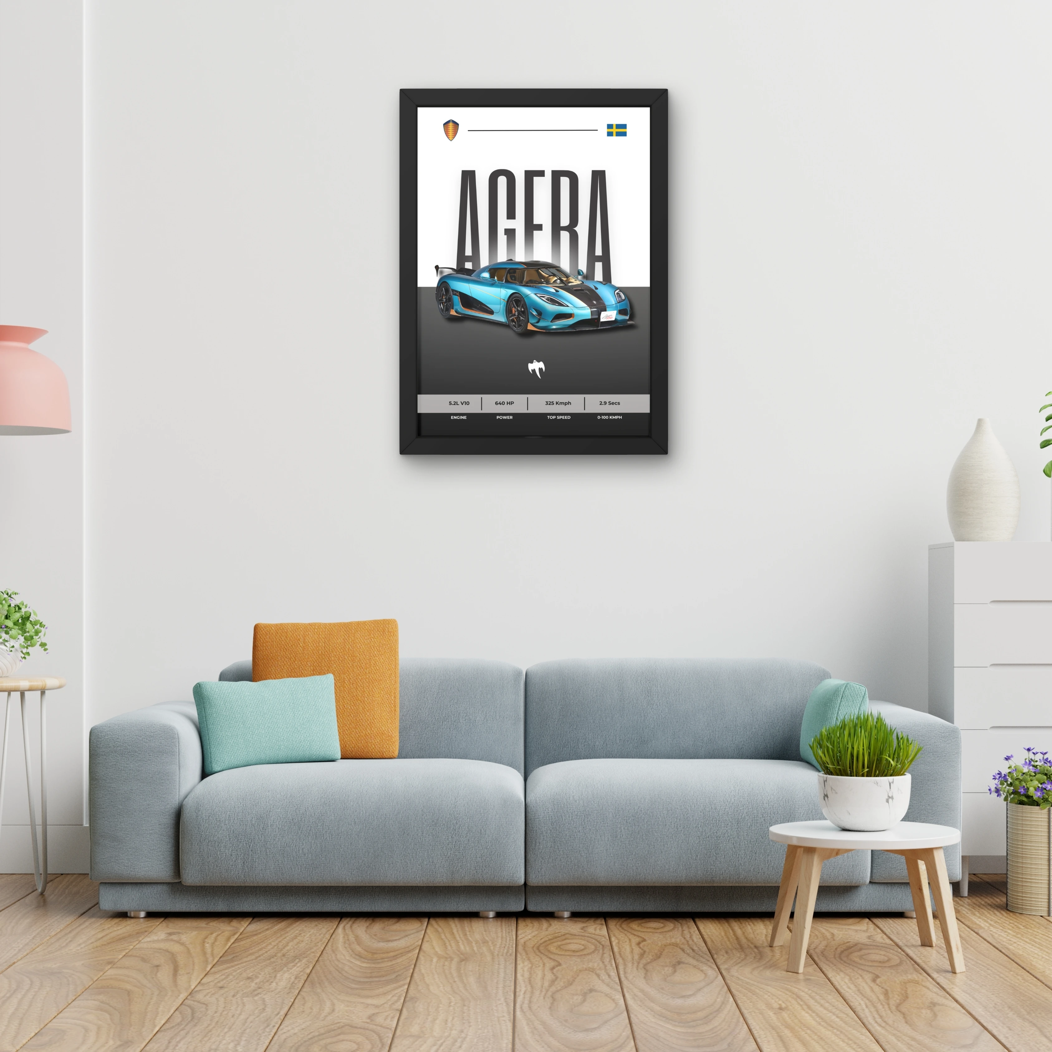 VK Craft Creations Car Framed Poster, Cars Theme, Digital Reprint, 12 x 9 inch, Gift for Boys Room, Pack of 1 (Style 20)