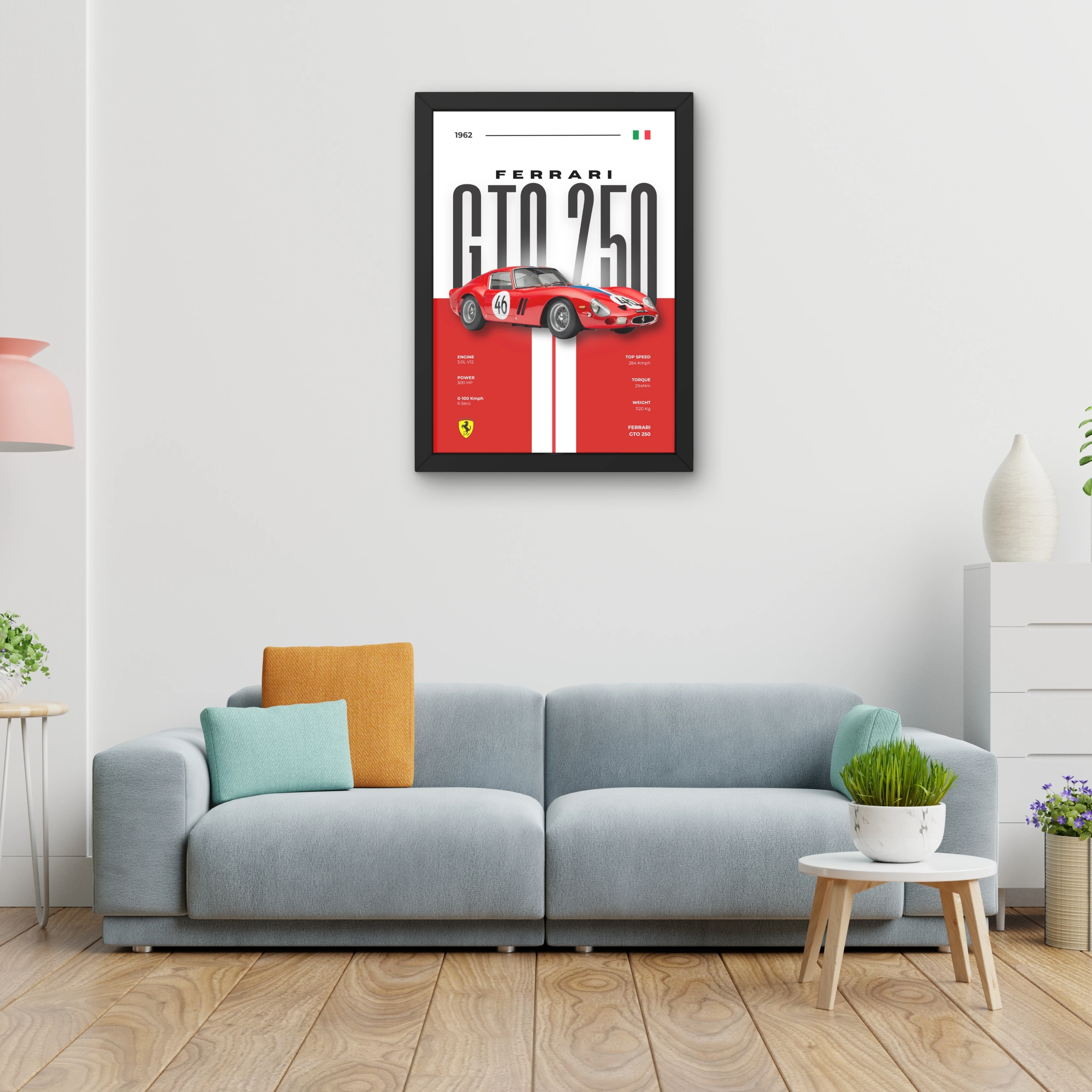 VK Craft Creations Car Framed Poster, Cars Theme, Digital Reprint, 12 x 9 inch, Gift for Boys Room, Pack of 1 (Style 24)