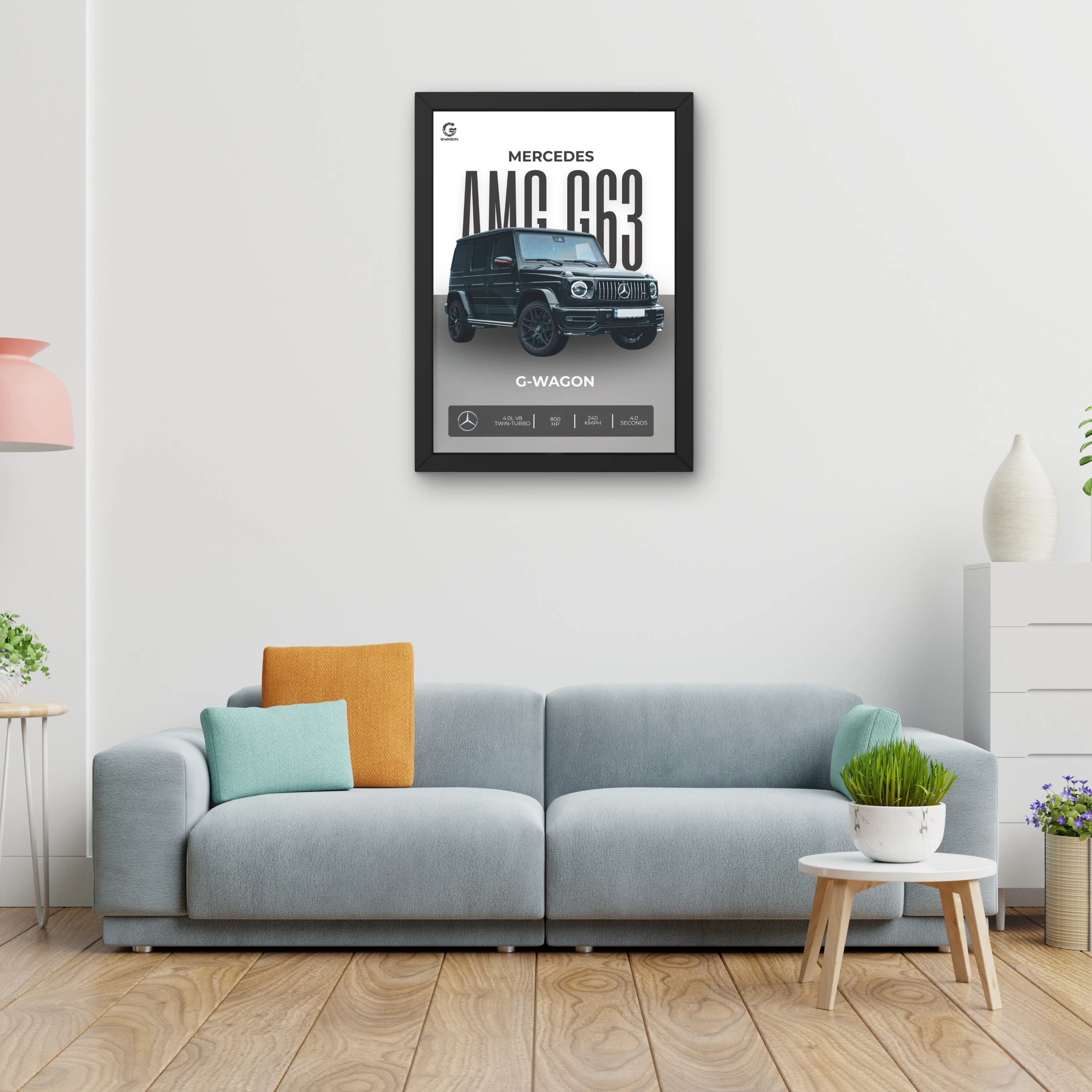 VK Craft Creations Car Framed Poster, Cars Theme, Digital Reprint, 12 x 9 inch, Gift for Boys Room, Pack of 1 (Style 25)