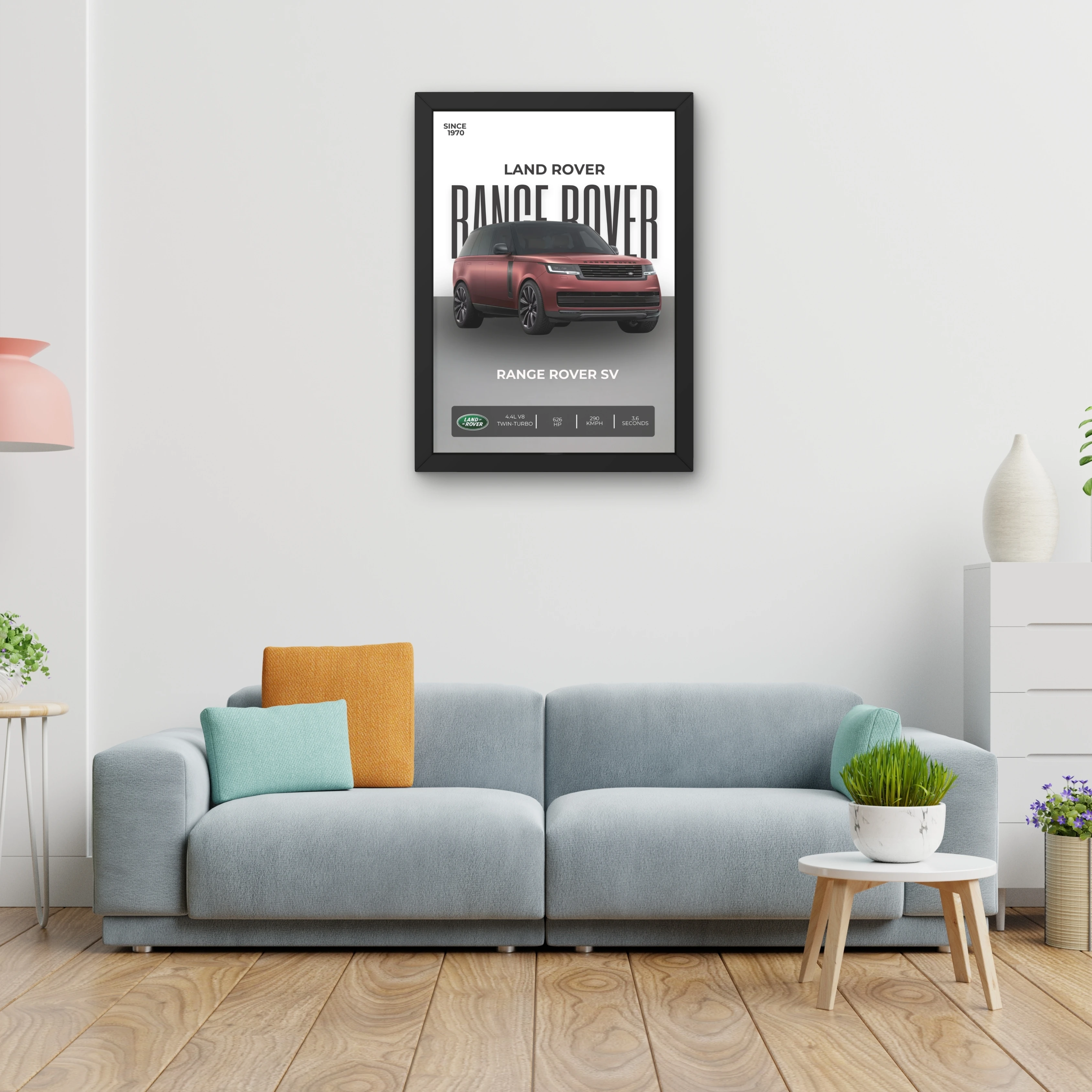 VK Craft Creations Car Framed Poster, Cars Theme, Digital Reprint, 12 x 9 inch, Gift for Boys Room, Pack of 1 (Style 31)