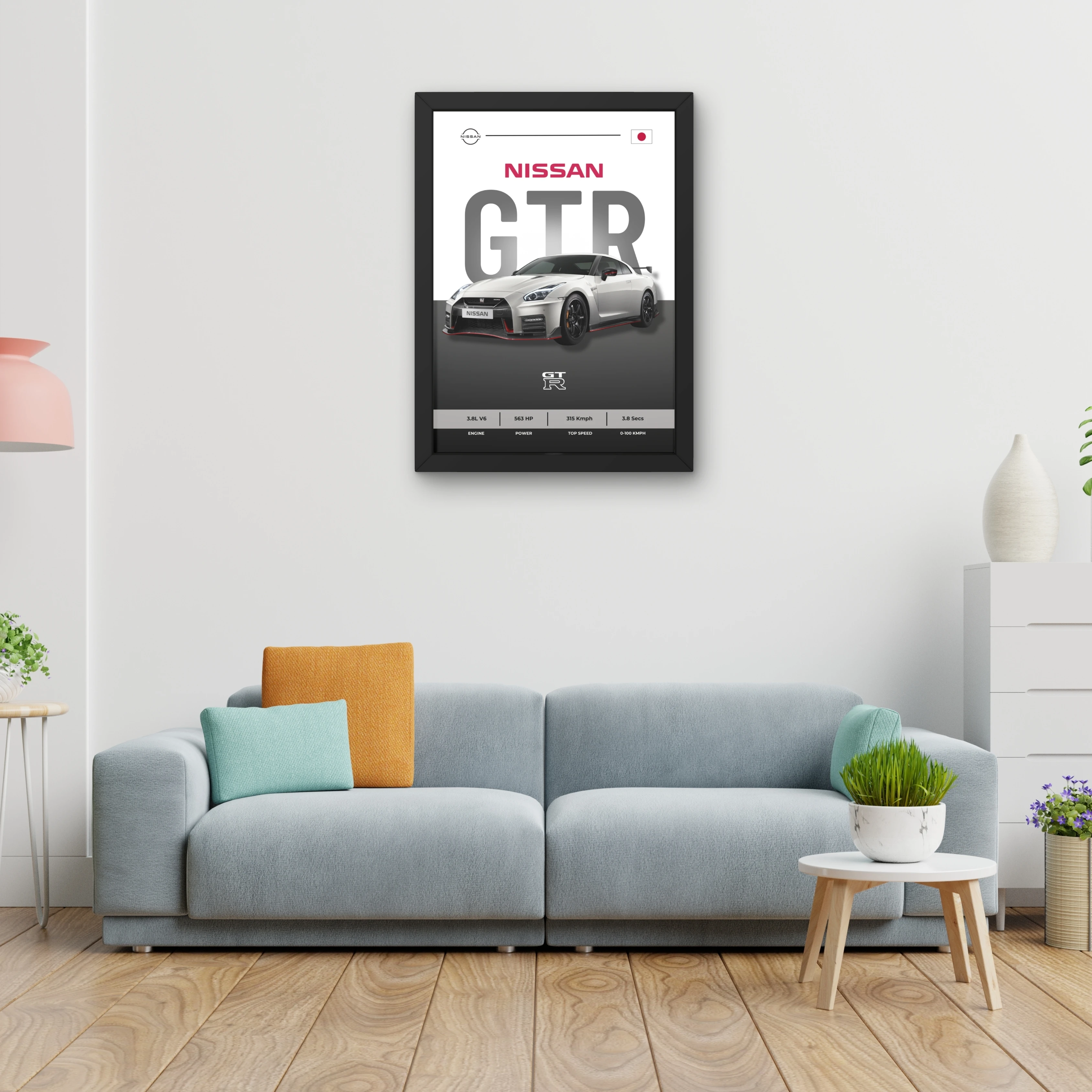 VK Craft Creations Car Framed Poster, Cars Theme, Digital Reprint, 12 x 9 inch, Gift for Boys Room, Pack of 1 (Style 32)