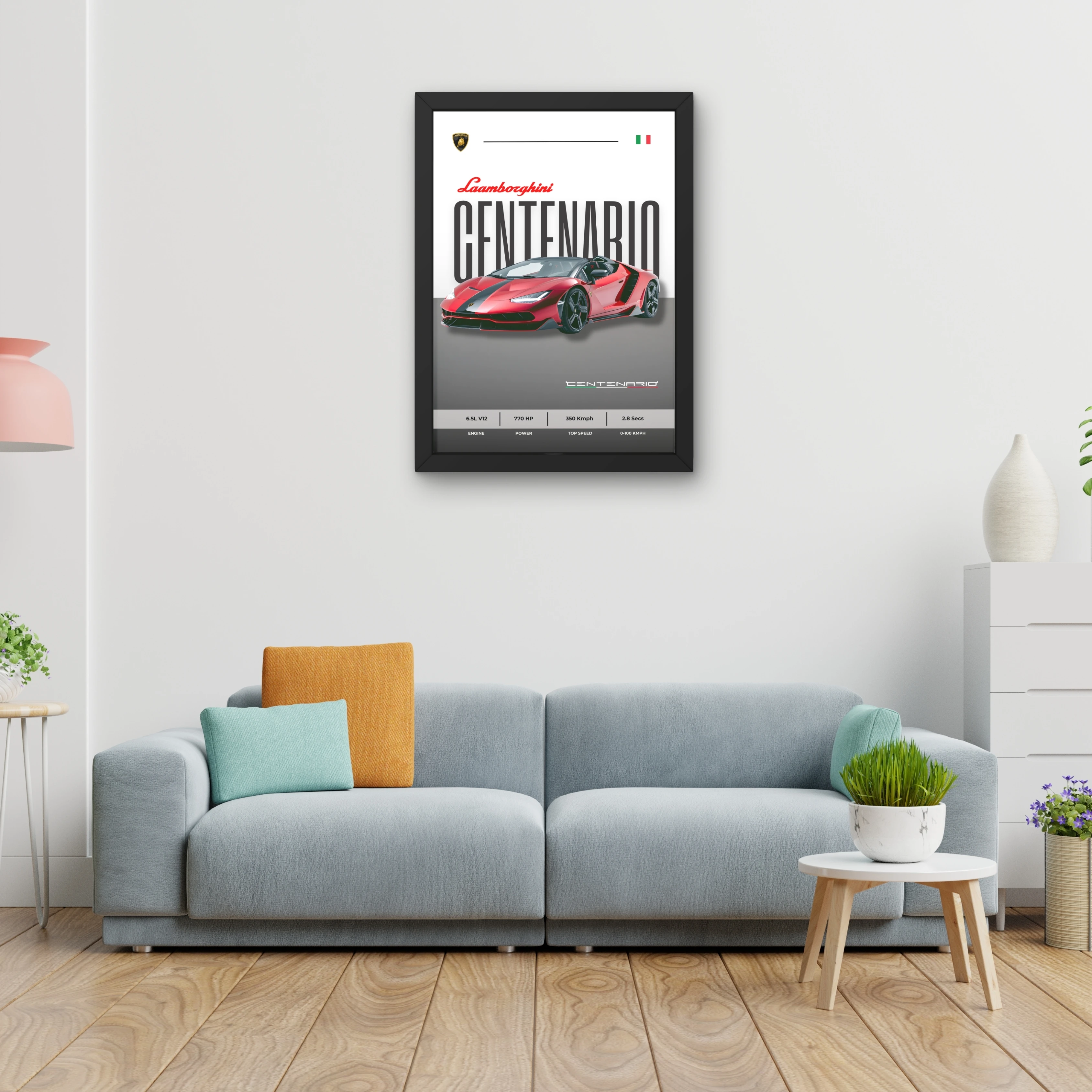 VK Craft Creations Car Framed Poster, Cars Theme, Digital Reprint, 12 x 9 inch, Gift for Boys Room, Pack of 1 (Style 36)