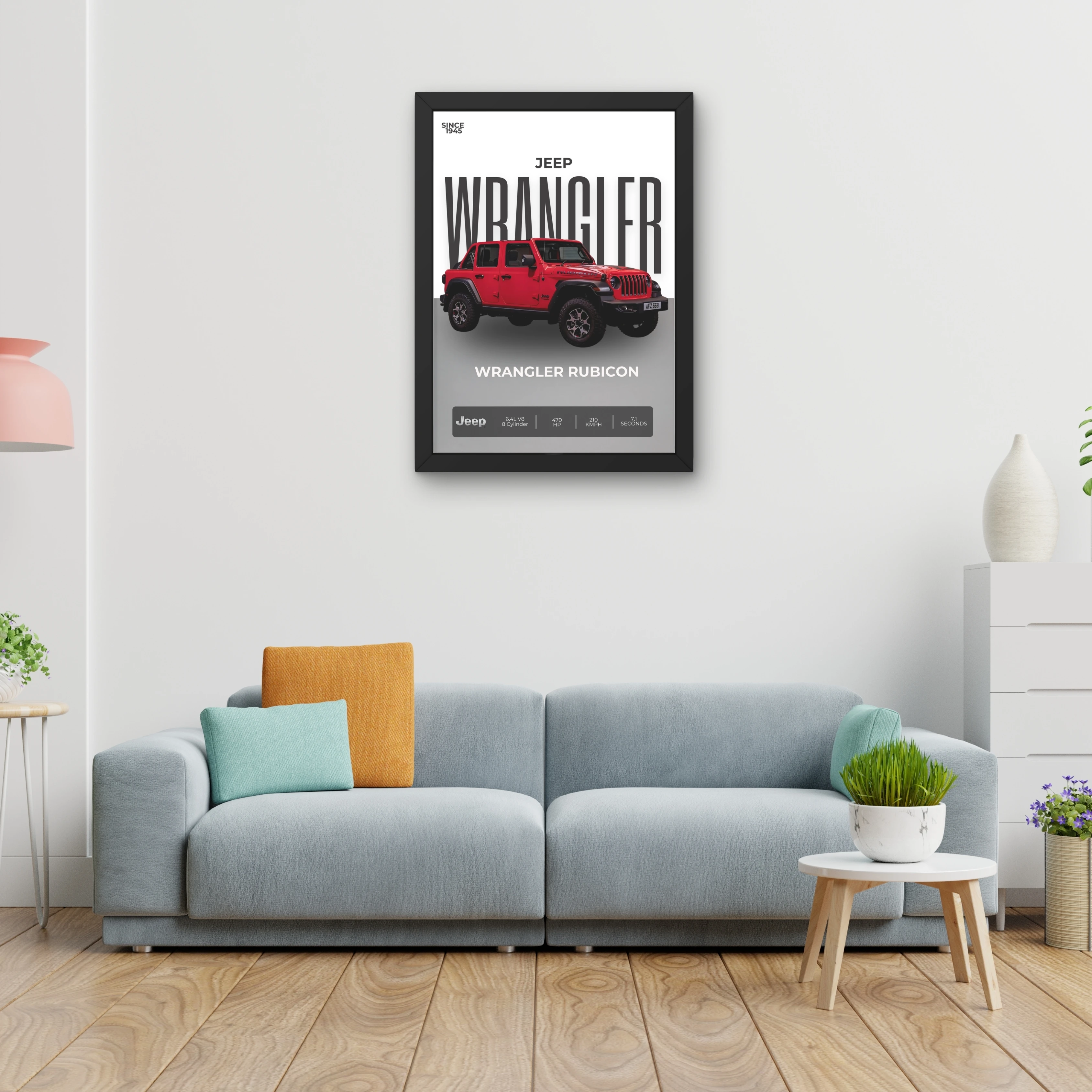 VK Craft Creations Car Framed Poster, Cars Theme, Digital Reprint, 12 x 9 inch, Gift for Boys Room, Pack of 1 (Style 39)