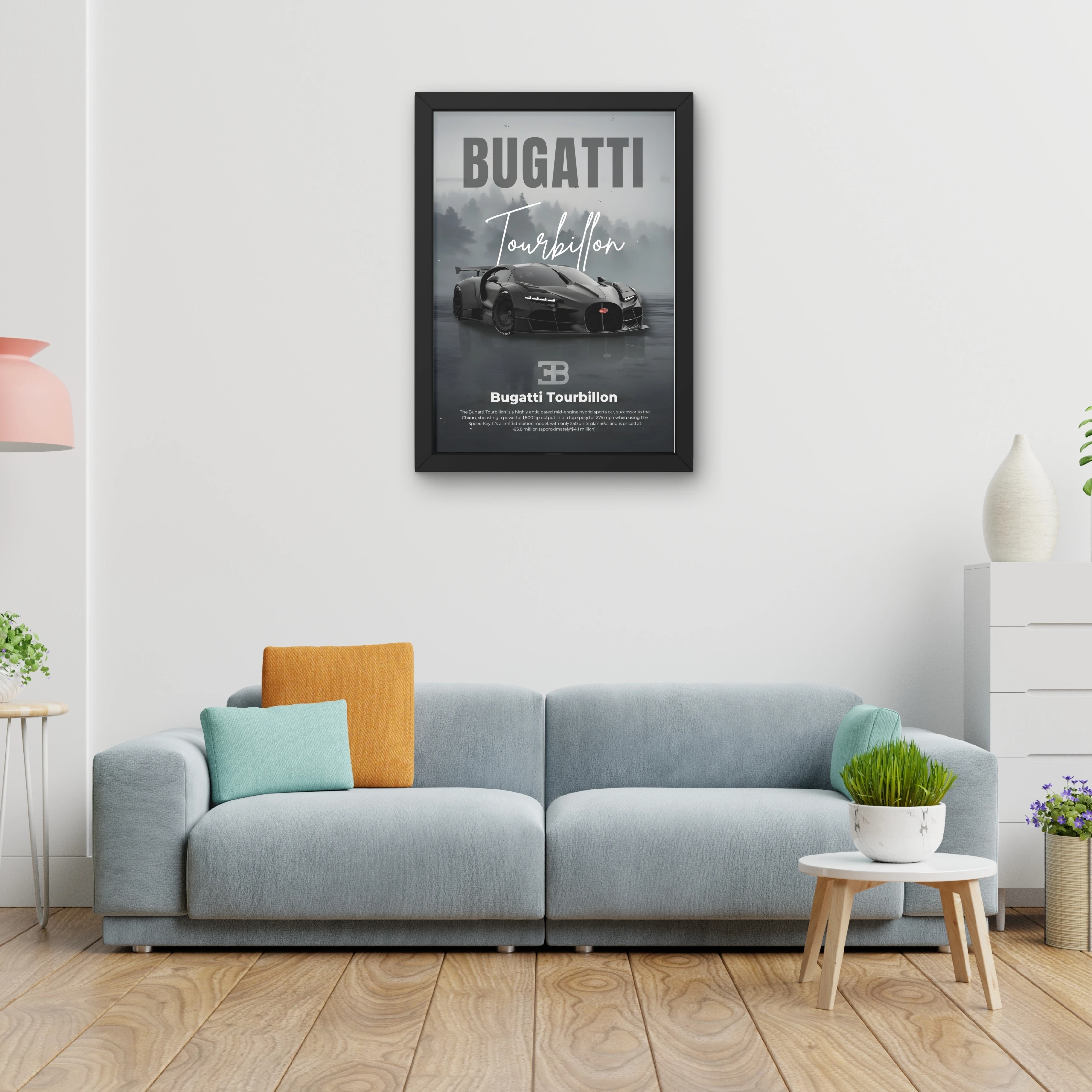 VK Craft Creations Car Framed Poster, Cars Theme, Digital Reprint, 12 x 9 inch, Gift for Boys Room, Pack of 1 (Style 43)