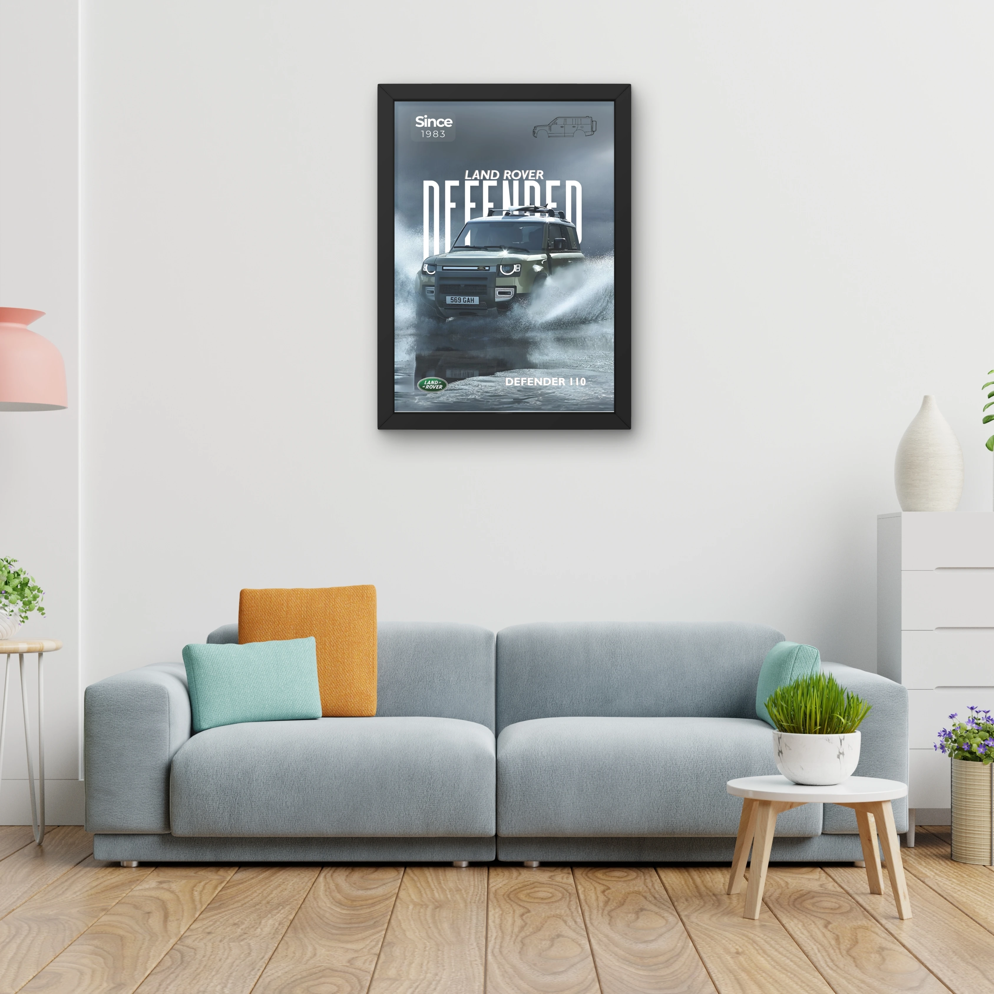 VK Craft Creations Car Framed Poster, Cars Theme, Digital Reprint, 12 x 9 inch, Gift for Boys Room, Pack of 1 (Style 45)