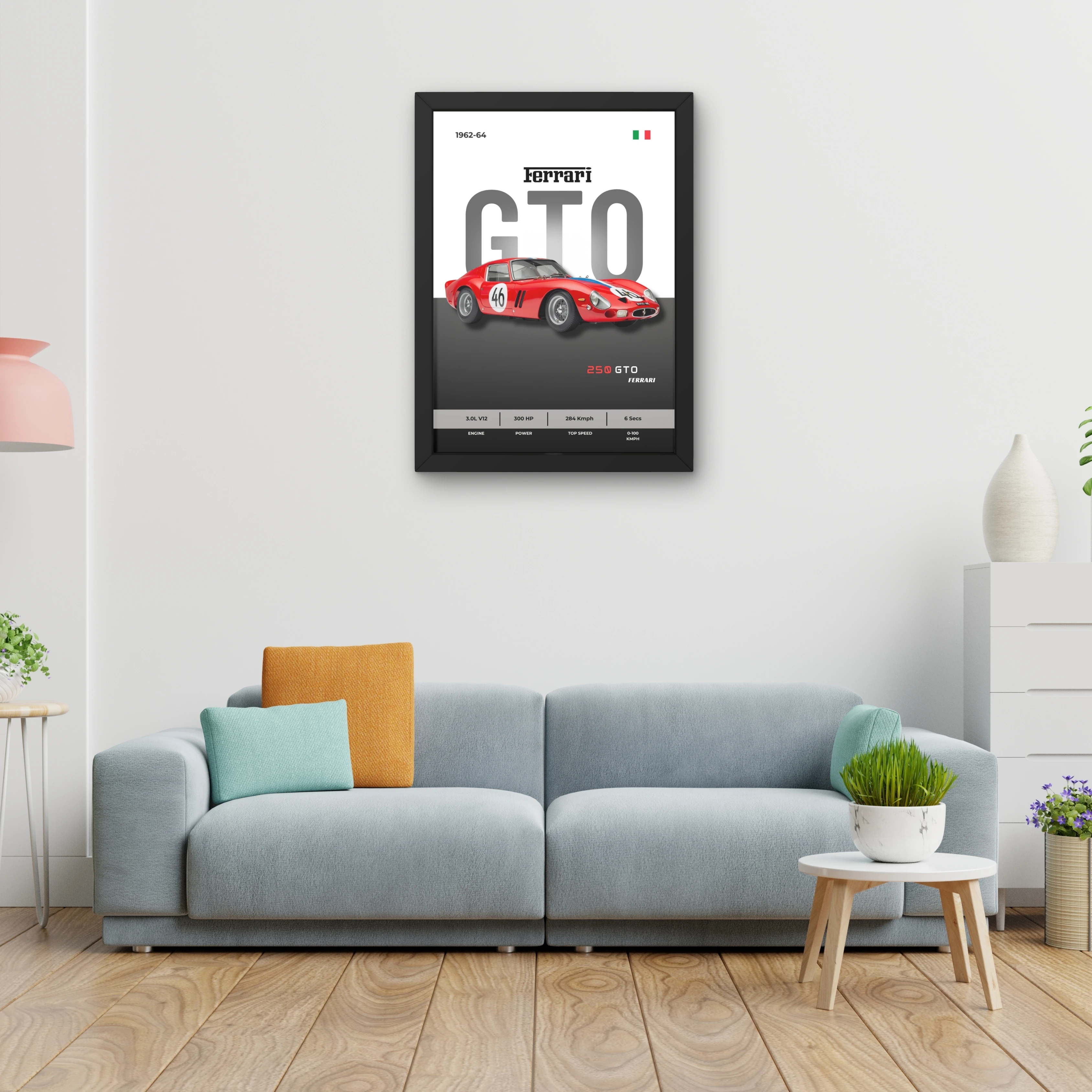 VK Craft Creations Wall Frame Poster | Framed Artwork for Living Room & Bedroom Décor | Bold Automotive Wall Art Gift for Men | Boys & Car Enthusiasts, 12 x 9 inch Pack of 1 (Style 46)