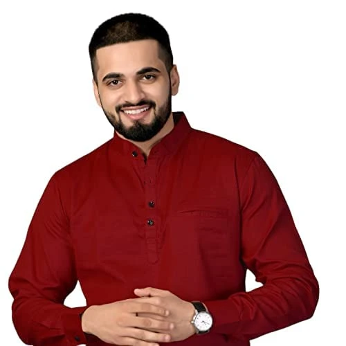 Men's Cotton Regular Short Kurta | Casual & Ethnic Wear with Long Sleeve