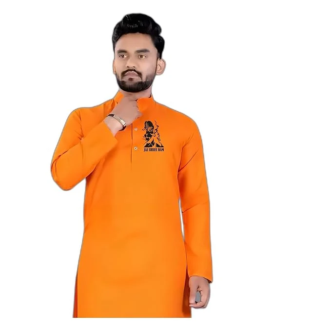 Designer Export Quality Cotton Blend Classic Comfort Elevate Your Style with Our Designer Shri Ram Print | Festival | Casual | Religious Kurta for Men