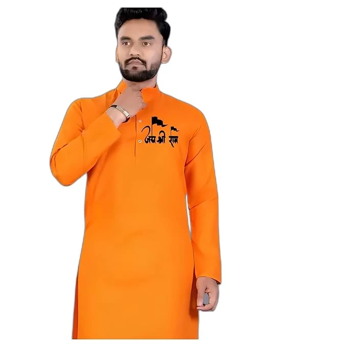 Designer Export Quality Cotton Blend Classic Comfort Elevate Your Style with Our Designer Shri Ram Print | Festival | Casual | Religious Kurta for Men