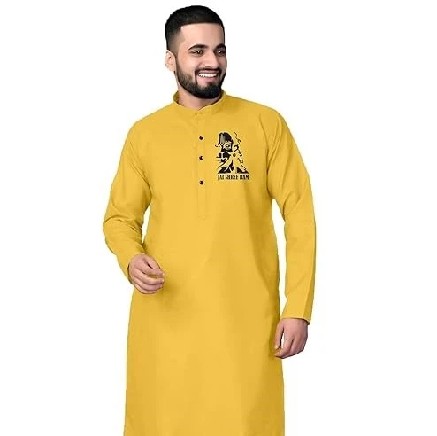 Designer Export Quality Cotton Blend Classic Comfort Elevate Your Style with Our Designer Shri Ram Print | Festival | Casual | Religious Kurta for Men