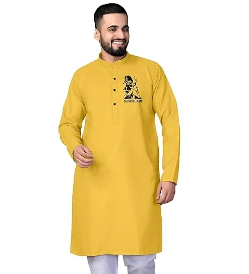 Designer Export Quality Cotton Blend Classic Comfort Elevate Your Style with Our Designer Shri Ram Print | Festival | Casual | Religious Kurta for Men