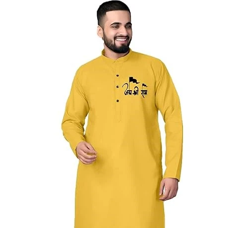 Designer Export Quality Cotton Blend Classic Comfort Elevate Your Style with Our Designer Shri Ram Print | Festival | Casual | Religious Kurta for Men