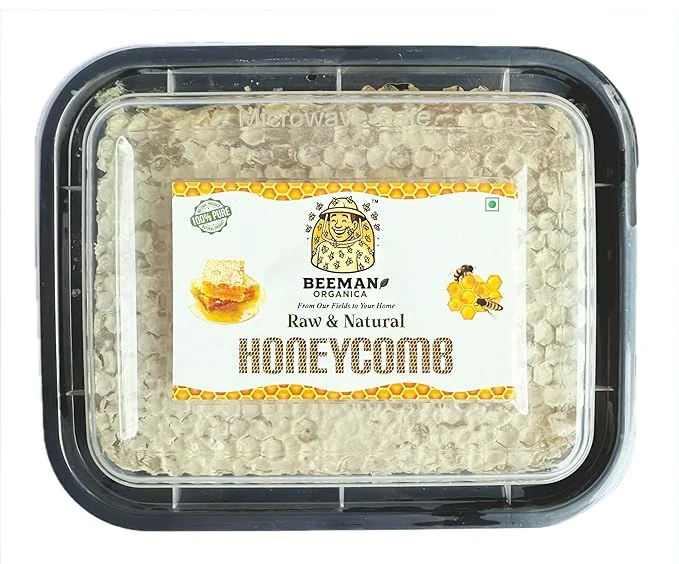 BEEMAN ORGANICA Honeycomb - 300 Grams- 100% Pure & Highly Nutrients Rich- Raw and Natural | Premium Honey Product-Completely made by bees-Unprocessed and Chemical free