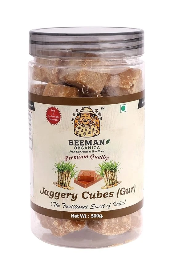 Beeman Organica Premium Jaggery Cubes (500 g) | Desi Gud | Organic & Chemical Free | Hand made (500 gm)
