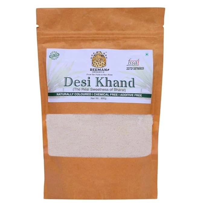 BEEMAN ORGANICA Organic Desi Khand | Raw & Natural Sugar (900 Grams) | Traditional Chemical-free Sugar | Unrefined Raw Sugar | Rich In Nutrients and Minerals