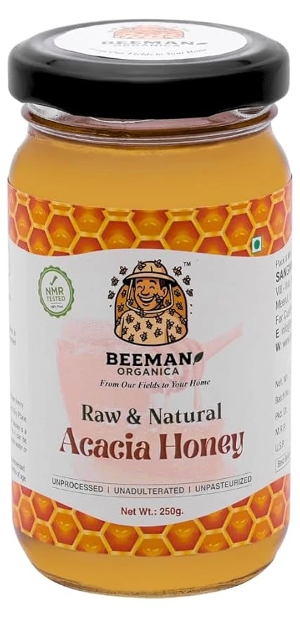 BEEMAN ORGANICA Acacia Honey (250 grams) NMR Tested | Raw and Natural Honey | Ayurvedic | Pure Organic Honey