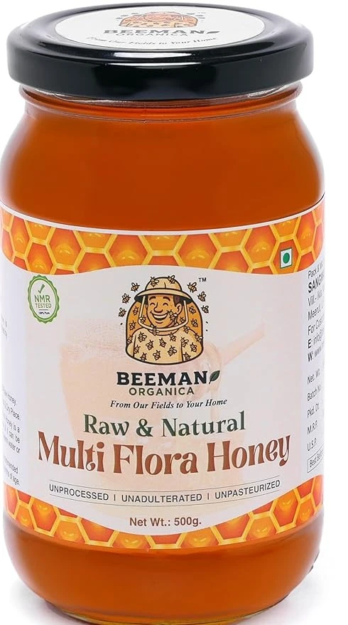 BEEMAN ORGANICA Raw Honey | NMR Tested | Multi Flora Honey (500 grams)