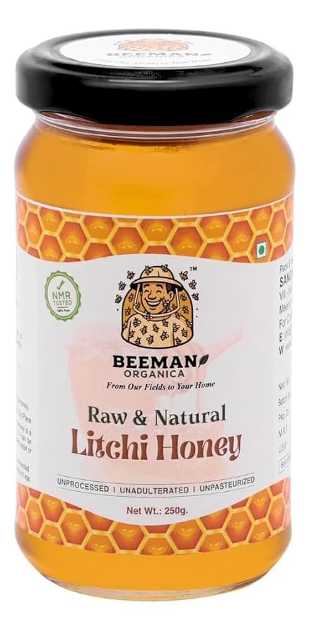 BEEMAN ORGANICA Raw Honey | NMR Tested | Litchi Honey (250 grams)