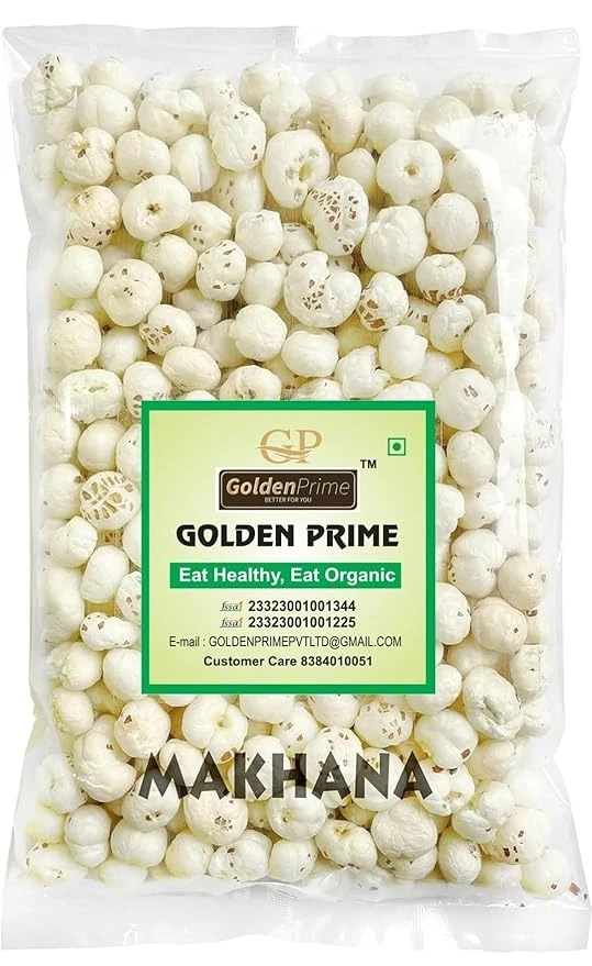 Golden Prime Premium Makhana Jumbo Handpicked Lotus Seeds/Fox Nuts Big Size Phool Makhana(Pop/Gorgon Nut Puffed Kernels) (500 Grams)