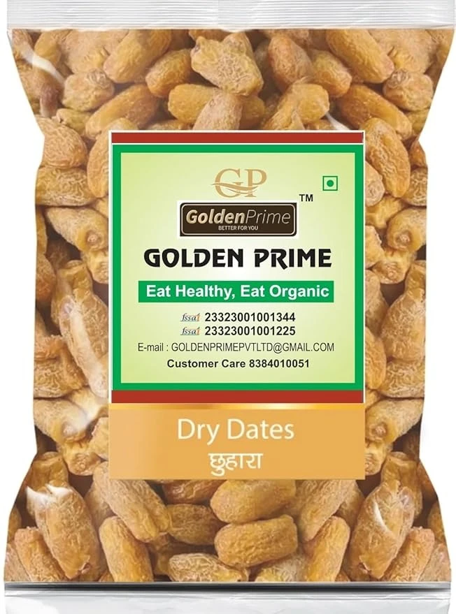 GOLDEN PRIME Dry Dates | Natural sweetener & energy booster | Traditional sukha khajoor | Rich in iron & fiber | Ideal for snacking, ayurvedic use(250g)