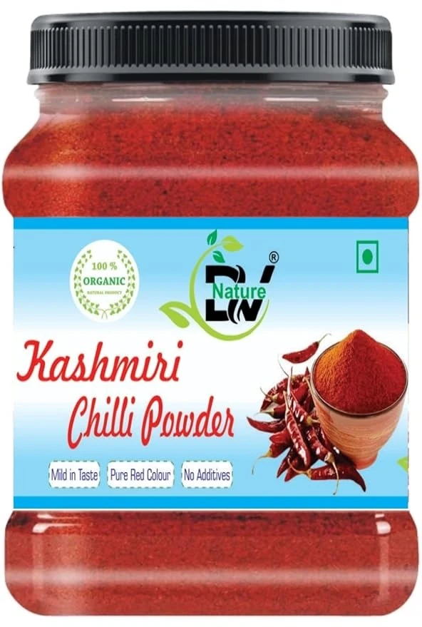 Kashmiri Chilli Powder - Natural, Authentic, Hand-Pounded, Fresh Lal Mirch Spice - Deep Red Colour, Mild Flavor (Preservative free chilli variety)(1Kg)