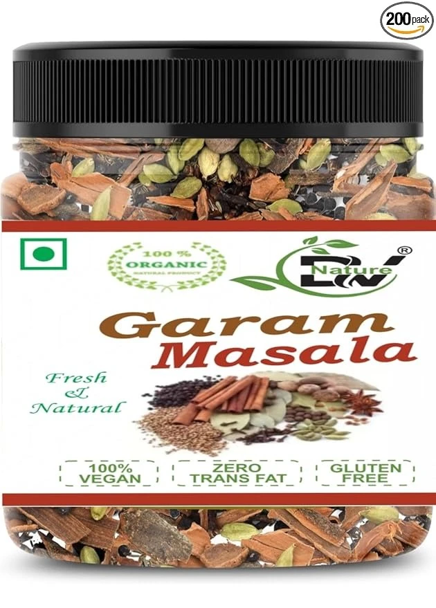 DV Nature Pure Amritsari Garam Masala Sabut Whole-North Indian Flavour 200 Gm Combo (Pack of 1) Khada Masala, Organic No Additional Preservative Added, Anise,Bay,Cardamom,Cinnamon,Cumin,Ginger
