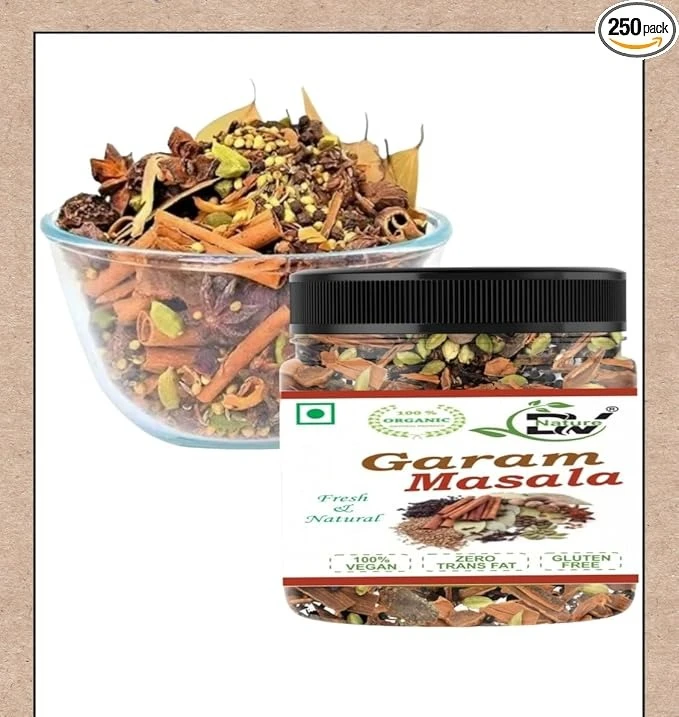 DV Nature Pure Amritsari Garam Masala Sabut Whole-North Indian Flavour 250 Gm Combo (Pack of 1) Khada Masala, Organic No Additional Preservative Added, Anise,Bay,Cardamom,Cinnamon,Cumin,Ginger