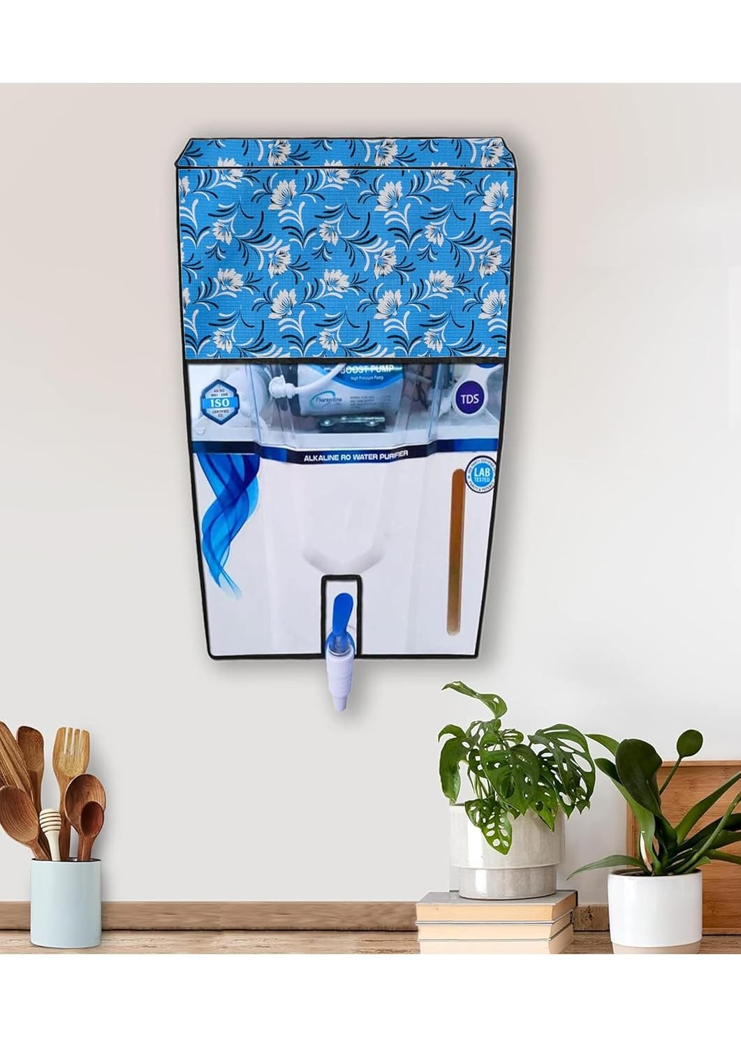 Stylish Water Purifier Cover for Kent Gold Star, 22 Litres, Floral Pattern, Dust Protection, Gravity-Based Purifier Compatible .