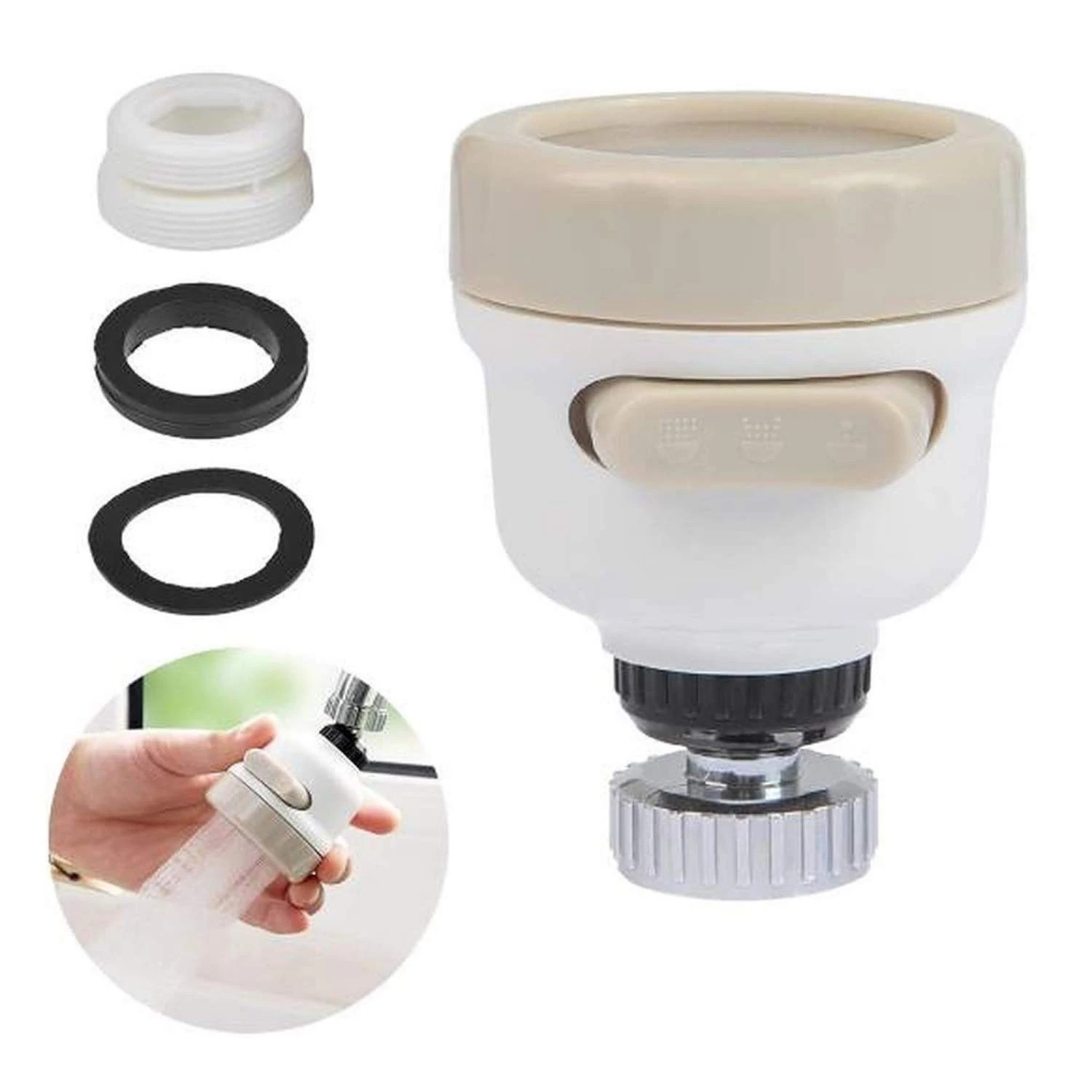 Tap Extension for Kitchen Sink, Kitchen Tap Extender, Sink Tap Extension for Kitchen, Kitchen Faucets for Sink with 3 Spray Mode, 2-Gear Adjustable, 360° Rotation Flexible Water Filter Nozzle