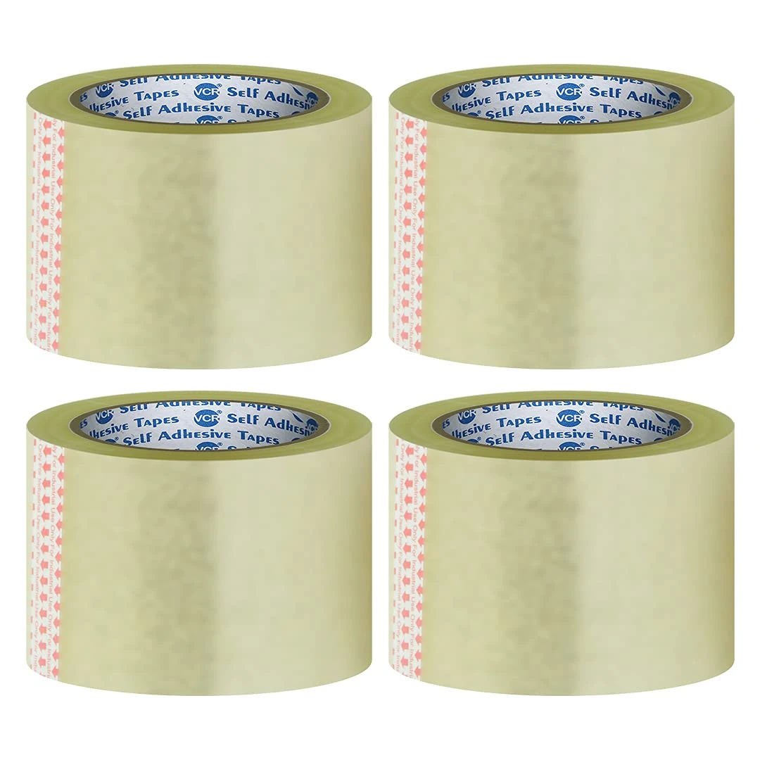 Self Adhesive Transparent Cello Tape - 65 Meters in Length - 72mm / 3" Width - 4 Rolls Per Pack - BOPP Industrial Packaging Tape for E-Commerce Box Packing, Office and Home use