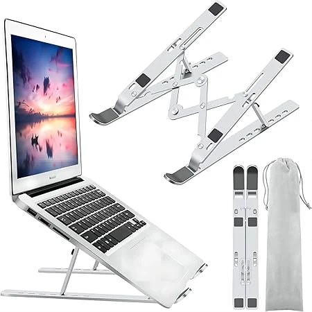 Laptop Stand, Laptop Holder Riser Computer Stand, Adjustable Aluminum Foldable Portable Notebook Stand, Compatible with MacBook Air Pro, HP, Lenovo, Dell, More 10-15.6� Laptops and Tablets (Silver)