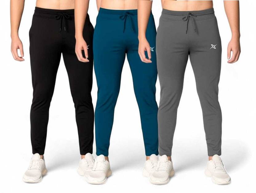 Pack of 3 Men Solid Multicolor Track Pants