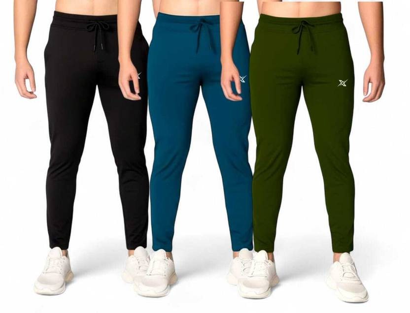 Pack of 3 Men Solid Multicolor Track Pants