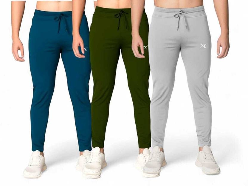 Pack of 3 Men Solid Multicolor Track Pants