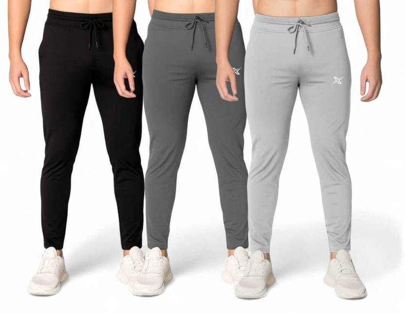 Pack of 3 Men Solid Multicolor Track Pants