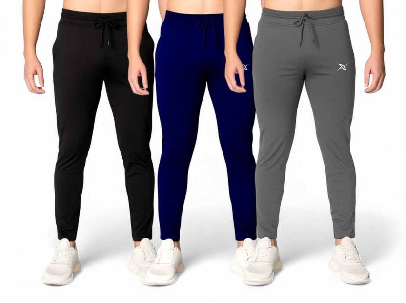 Pack of 3 Men Solid Multicolor Track Pants