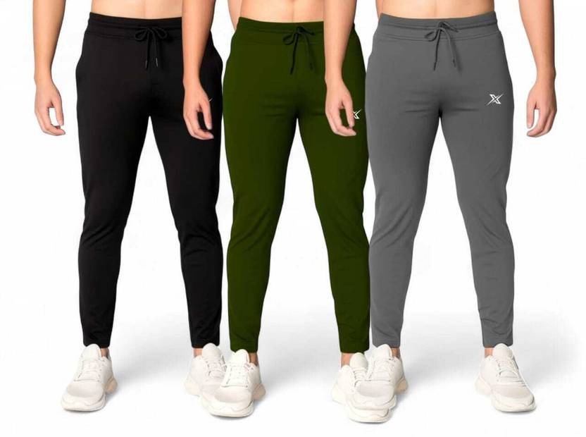 Pack of 3 Men Solid Multicolor Track Pants
