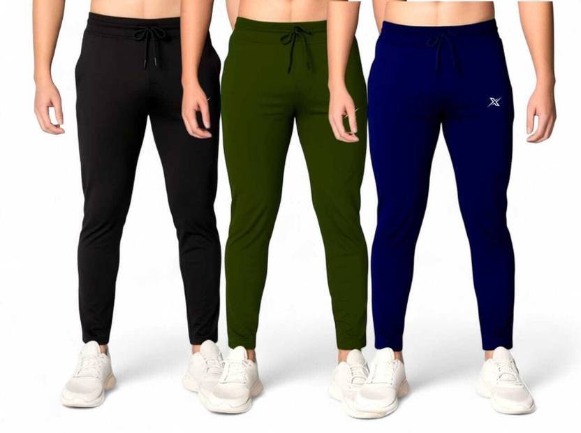 Pack of 3 Men Solid Multicolor Track Pants