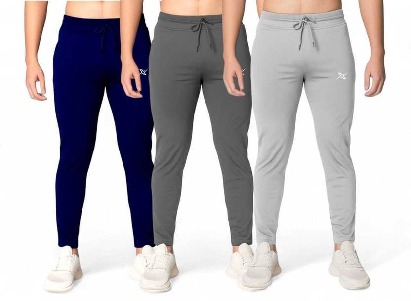 Pack of 3 Men Solid Multicolor Track Pants