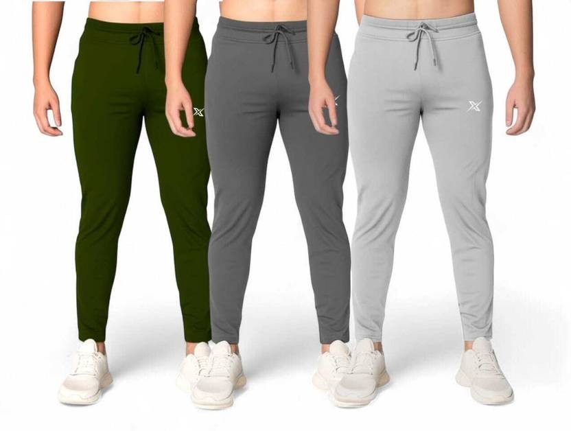 Pack of 3 Men Solid Multicolor Track Pants