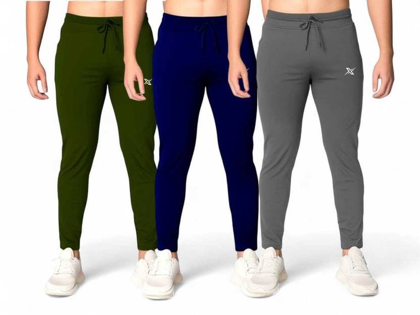 Pack of 3 Men Solid Multicolor Track Pants