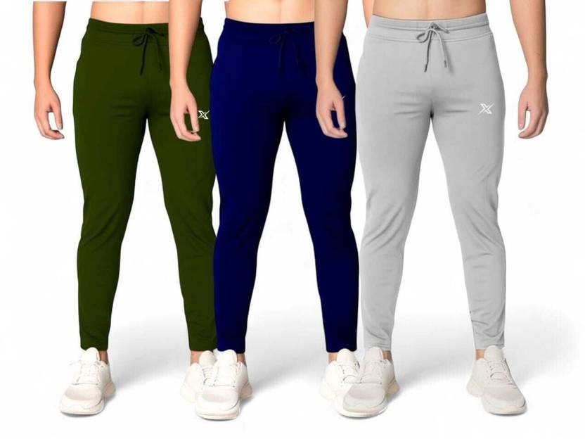 Pack of 3 Men Solid Multicolor Track Pants