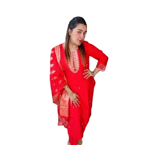 Red Floral Women's Kurta Set