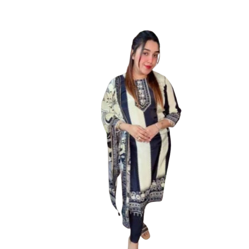 Floral Print Kurta with Striped Pants Set