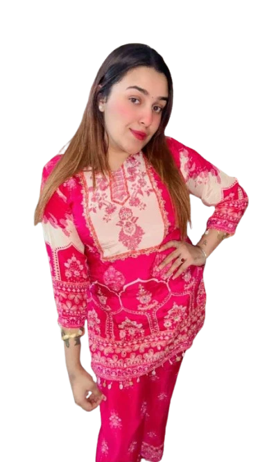 Red Floral Women's Kurta Set