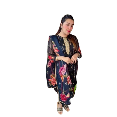 Floral Print Kurta with Striped Pants Set