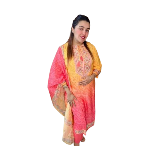 Pink Kurta Set with Printed Dupatta